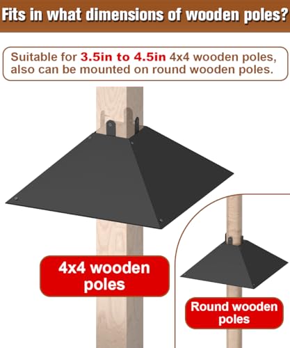 Queension Metal Squirrel Baffle for 4x4 Post, 17 Inch Squirrel Proof Baffles for Bird Feeder Poles, Outdoor Guard for Wooden Pole to Deter Raccoons