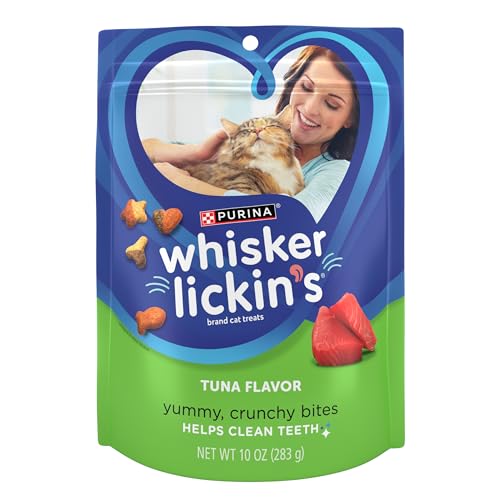Purina Whisker Lickin's Cat Treats, Crunchy and Yummy Tuna Flavor - (Pack of 4) 10 oz. Pouches