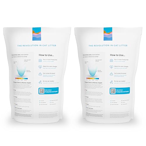PrettyLitter Health Monitoring Cat Litter (Unscented, Non Clumping) | Lightweight & Low Tracking, Color Changing Silica Gel Crystals, Advanced Odor