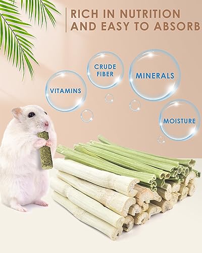 Bissap 40PCS Rabbit Chew Sticks, 20PCS Sweet Bamboo Chew Sticks & 20PCS Papaya Stems Bunny Chews for Rabbit Hamster Chinchilla Guinea Pig Small