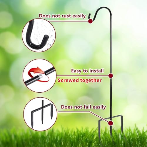 EXCMARK Shepherd Hook Adjustable Height 32/24/16’’ 1/2 inch Thick Use at Weddings, Hanging Solar Lights, Lanterns, Bird Feeders, Metal Hanger Hook