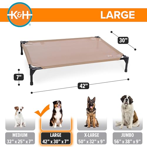 K&H Outdoor Elevated Dog Bed - Cooling Raised Dog Bed for Medium & Large Pets, Breathable Mesh Hammock Design, Indoor/Outdoor Washable Cover