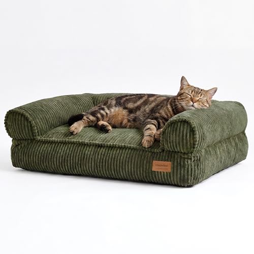 FUKUMARU Dog Couch Bed, Corduroy Cozy Cat Bed for Indoor Cats with Washable Cover, 28in Waterproof Orthopedic Dog Beds Sofa for Small Dogs and Large