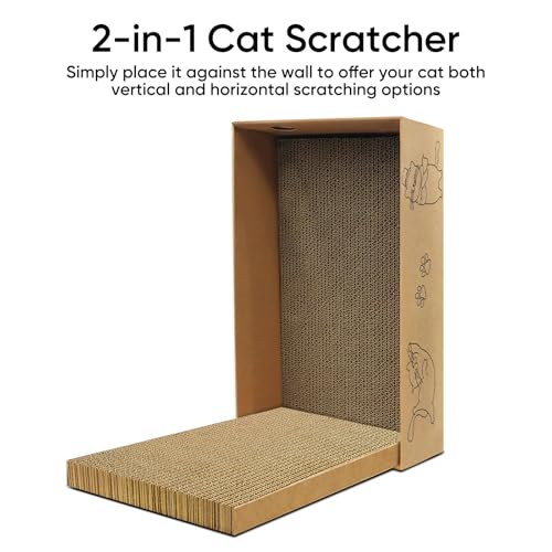Cat Scratcher, 5 Packs in 1 Cardboard Box Cat Scratching Pad for Indoor Cats and Kitten, Cat Scratch Pad to Protect Furniture, Large Size