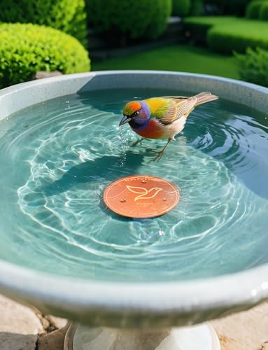 2-Pack Bird Bath Copper Disk, 0.6mm Thick 99.9% Pure Copper Cleaning Disk with Triple-Point Support, Safe Nature’s Purifier Clean Water All Season