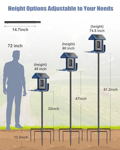 Bird Feeder Pole Stand – 74.5 Inch Height Feeding Station with 1-Inch Dia Heavy Duty for Hanging Feeders, Bird House Pole Mount Kit for Outdoor