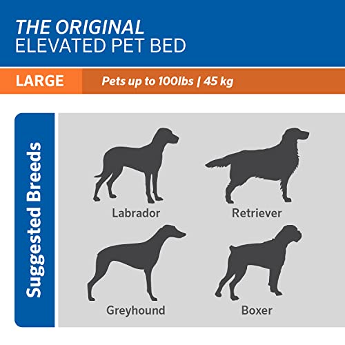 Coolaroo Original Elevated Dog Bed - Breathable Off-The-Ground Pet Bed with Cooling Fabric, Joint Relief & Moisture-Resistant Fabric, 100% Recyclable, Easy Clean, Nutmeg, Large