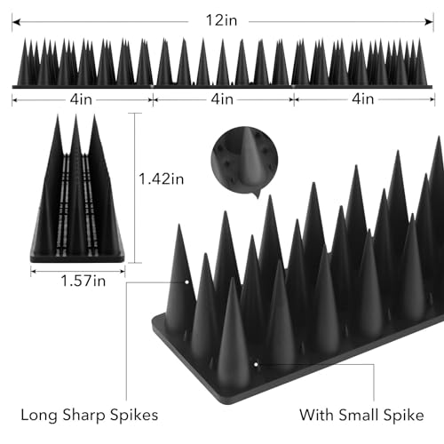 BORHOOD Bird Spikes, 20 Pack Pigeon Deterrent for Small Birds Raccoon Cats Defender for Outside to Keep Squirrel Away, Plastic Fence Spike for