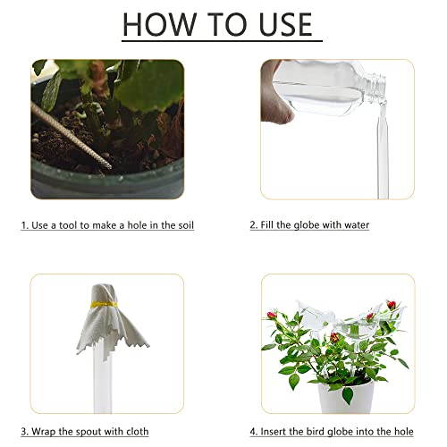 Glass Plant Watering Globes, Self Watering Globes Bird Shape, Self Watering Planter Insert, Plant Watering Devices, Automatic Plant Waterer Indoor