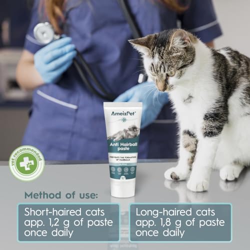 AmeizPet Hairball Remedy for Cats, Anti-Hairball Paste for Pet Fur, Treatment for Long & Short Fur Cats, 4.23 Oz (120g)