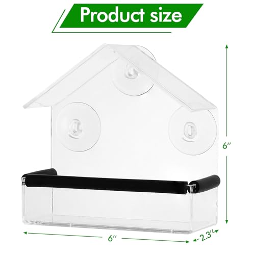 Outdoor Window Bird Feeder for Cats Viewing - Clear Bird Feeder with Strong Suction Cup, Cat Perch Accessories for Entertaining Watching, S