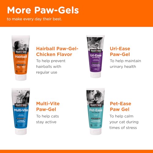 Nutri-Vet Hairball Paw Gel, Cat Hairball Remedy, Kitten Supplies, Hair Ball Relief for Cats, Fur Ball Remedy, Soybean & Coconut Oil, Salmon Flavor, 3