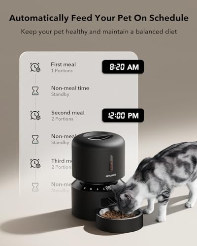 PETLIBRO Automatic Cat Feeder – 3L Programmable Pet Food Dispenser with Airtight Storage, Timed Portion Control, Voice Meal Call & Dual Power Supply