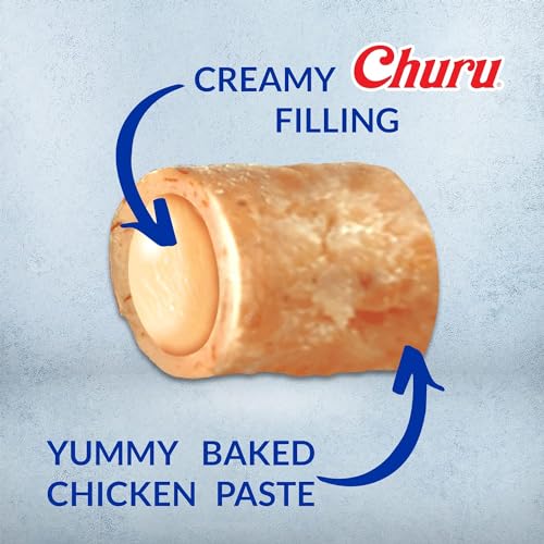 INABA Churu Bites for Cats, Soft Baked Chicken Churu Filled Cat Treats with Green Tea Extract, 0.35 Ounces Each Tube, 12 Tubes Total, 4 Flavor Variety
