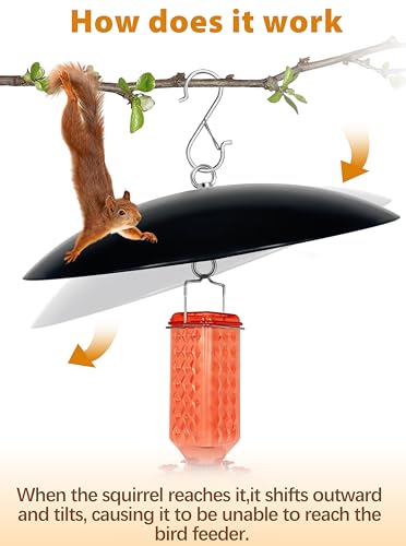 13" Bird Feeder Rain Guard, Hummingbird Feeders Shade Dome Cover, Hanging Baffle for Bird Feeder Pole,Smart Birds Feeder Umbrella (Black), 1 Pack