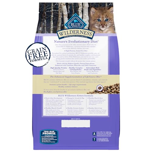 Blue Buffalo Wilderness Natural Kitten Dry Cat Food, with DHA and ARA to Support Brain and Eye Development, High-Protein and Grain-Free Diet