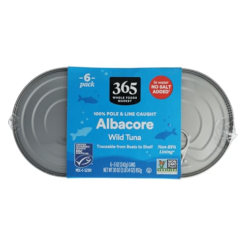 365 by Whole Foods Market, No Salt Albacore Tuna in Water 6pk, 5 Ounce
