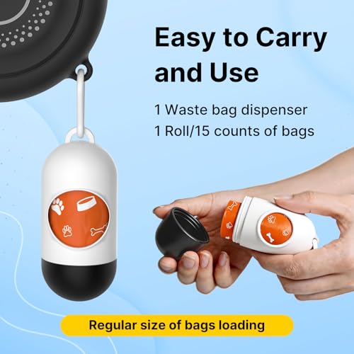 16Ft Retractable Dog Leash with Chew-Proof Steel Cable, 360° Tangle-Free, Shock Absorbing, Built-in Poop Bag Dispenser, Ergonomic Comfort Grip Handle