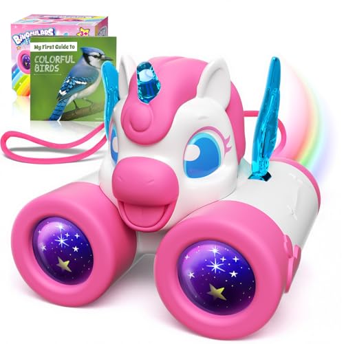 Unicorn Toys for Girls Age 3-12,Cute Heart & Wings Design Kids Binoculars with Bird Watching Manual,Toddler Toys,Kids Stocking Stuffers,3 4 5 6 7 8 9