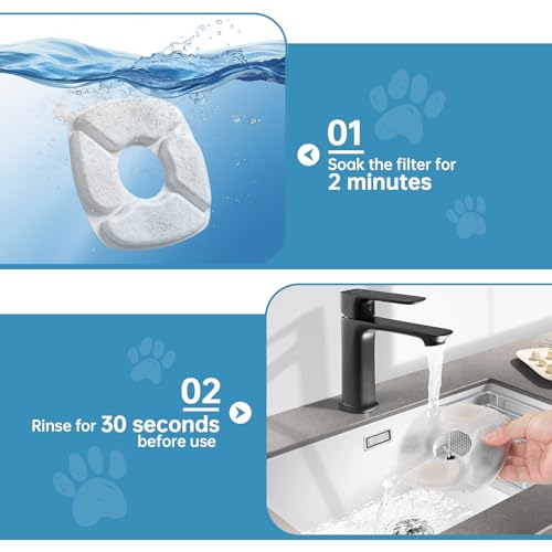 32 Pcs Cat Water Fountain Replacement Filters-16 Pack Cat Fountain Filters with 16 Pack Sponges, Enhanced Compatibility Pet Fountain Filter Fit for