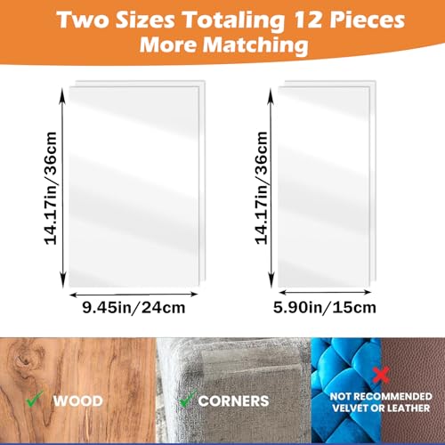 12 Pack Cat Scratch Furniture Protector Anti-Scratch Deterrent Tapes Premium Cat Couch Protector with Strong Stickiness No-Residue for Couch Doors