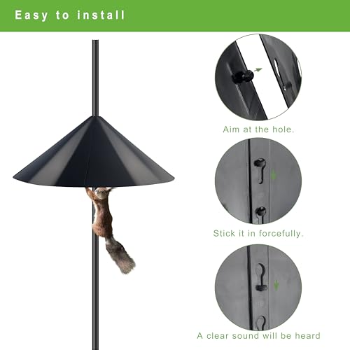 Squirrel Baffle for Bird Feeder Pole - 19 Inch for Shepherd’s Hook, Squirrel Proof Cone (1 Pack, Black)
