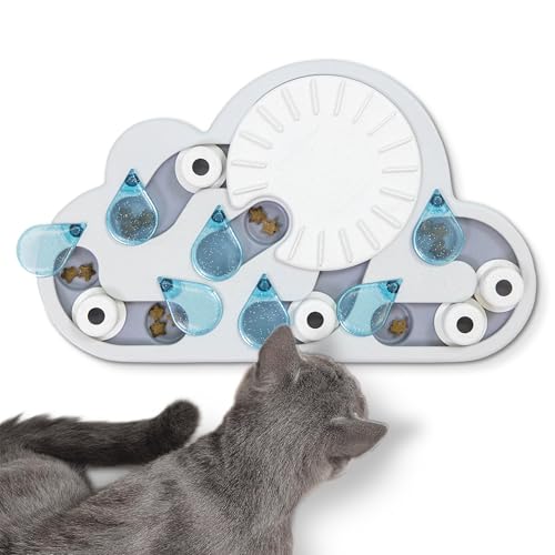 Catstages Nina Ottosson Rainy Day Puzzle & Play Cat Puzzle Feeder – Interactive Treat Game for Indoor Cats, Level 3 Slow Feeder Enrichment Toy, 13.8"