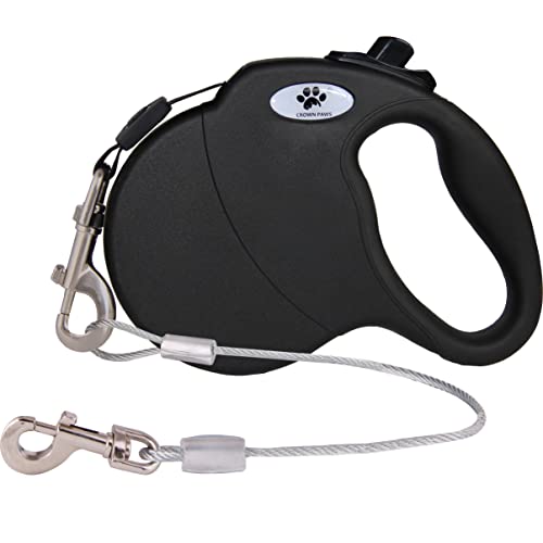 16ft Retractable Dog Leash for Large Breed Dogs up to 110 lbs with a Detachable Chew Proof Extender Wire Ropes (Black L)