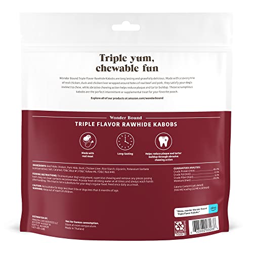 Brand - Wonder Bound Triple Flavor Rawhide Kabobs for Dogs, Variety, 1.5 pound (Pack of 1)
