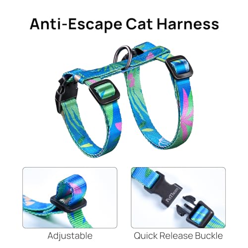 Cat Harness and Leash Set - Escape Proof Adjustable Cat Harness, Comfortable Soft Lightweight, Use Safe & Easy, Walking Travel Kitten Harness for