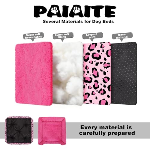 Rectangle Washable Dog Bed for Large, Medium & Small Dogs – Soft Calming Puppy Beds, Durable Warm Pet Sofa with Non-Slip Bottom for Indoor Use.Pink S