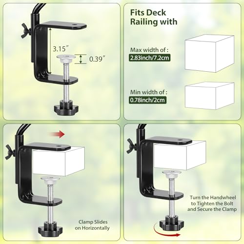 BOLITE Heavy Duty Deck Hook, 20 Inch Bird Feeder Hanger for Hummingbird Feeders, Planters, Lanterns, Wind Chimes, 360° Rotatable Arm, Black, Birthday