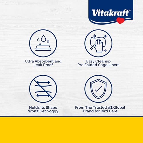 Vitakraft Cage Liners for Birds - For Parrot, Parakeet, Conure, and Cockatiel Cages White 20" X 18" 7 Count, Premium Absorbent Liner
