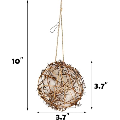 winemana Bird Nesting Material Holder for Hummingbirds, 3 Pack Natural Nesting Balls with Cotton Fibers for Wild Birds Outdoor Hummingbird House Gift