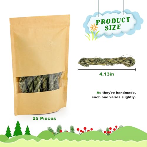 25pcs Rabbit Timothy Hay Toy for Bunny Small Animal Treats Natural Grass Stick Chew Toys Snacks Molar Teeth Grinding for Guinea Pigs Chinchillas
