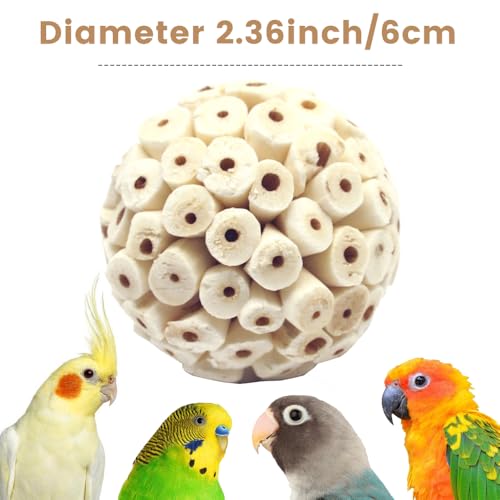 4PCS Bird Toys Sola Balls 2.36'' - Bird Foraging Toy, Sola Atta Ball, Parrot Chew Shred Toy for Sharpening Claws & Beaks for Cockatiel, Parakeets