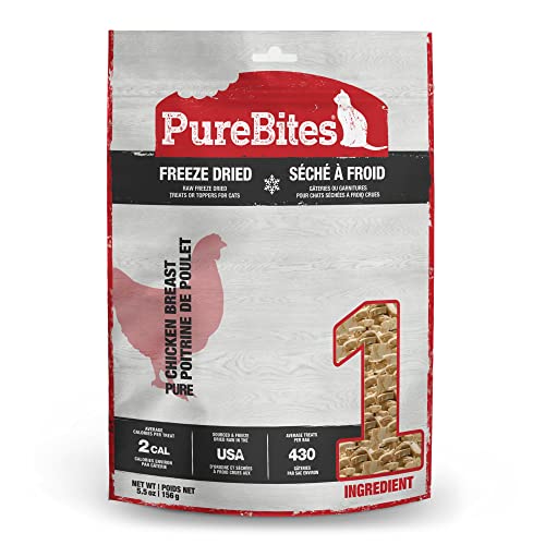 PureBites Chicken Breast Freeze Dried Cat Treats, 1 Ingredient, Made in USA, 5.5oz