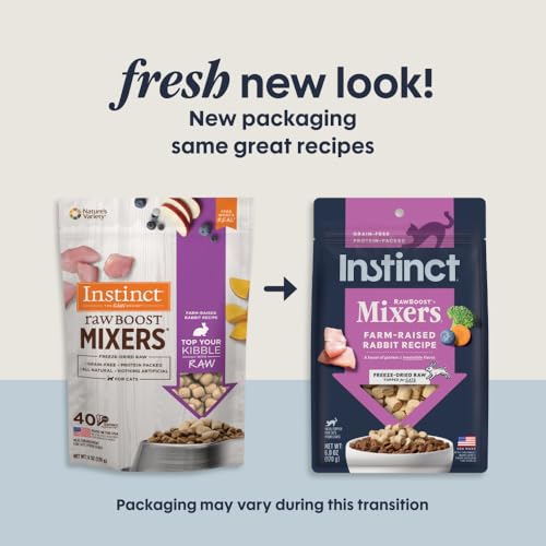Instinct Raw Boost Mixers Freeze Dried Cat Food Topper, Grain Free - Farm-Raised Rabbit, 6 oz. Bag