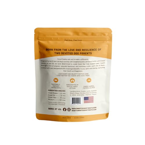 Smart Cookie All Natural Dog Treats - Rabbit & Pumpkin - Training Treats for Dogs & Puppies with Allergies, Sensitive Stomachs - Soft Dog Treats