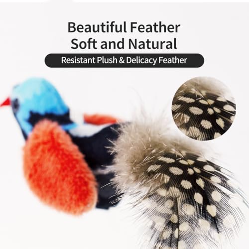 Catnip Cat Toys Satisfy Cat's Natural Hunting Instintion for Indoors Cats Feather Toys Interactive with Lifelike Chirp Sound Chirping Bird Kitten Toy