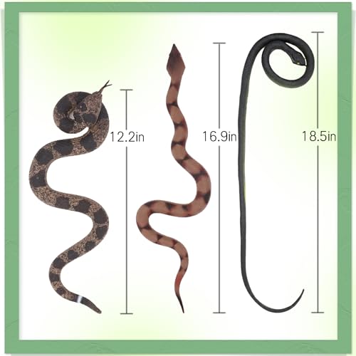 3PCS Rubber Snakes Fake Snake, Realistic Rubber Snake Toy to Keep Birds Away for Garden, Lifelike Plastic Fake Snakes Prank Toys for Men, Adults Kids