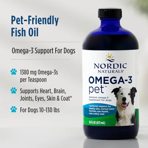 Nordic Naturals Omega-3 Pet, Unflavored - 16 oz - 1380 mg Omega-3 Per Teaspoon - Fish Oil for Large to Very Large Dogs with EPA & DHA - Promotes