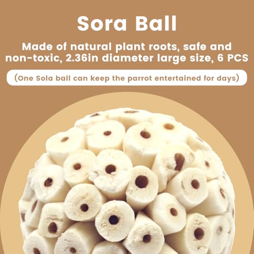 4PCS Bird Toys Sola Balls 2.36'' - Bird Foraging Toy, Sola Atta Ball, Parrot Chew Shred Toy for Sharpening Claws & Beaks for Cockatiel, Parakeets