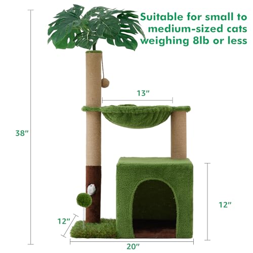 Woochpet 37" Cat Tree Tower for Indoor Cats，2-in-1 Multi-Functional Comfort with Premium Sisal Scratching Post, Cat Cando with Mouse Hole and Plush
