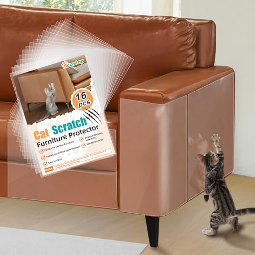 Acostop Cat Scratch Furniture Protector - Specially Designed for Leather Furniture, Easy to Remove Anti-Scratch Couch Protector from Cat, No Pins, 16