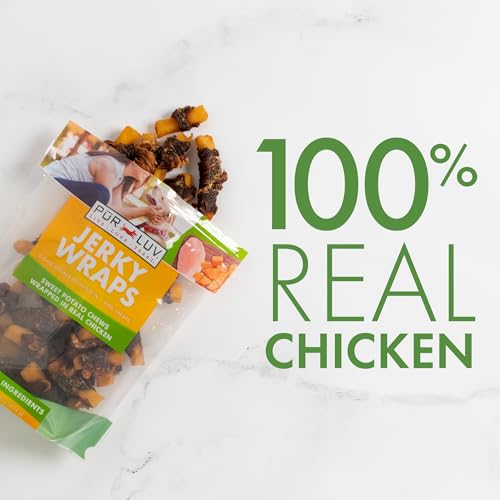 Pur Luv Chicken Wrapped Sweet Potato Dog Treats, Rawhide Free Jerky Wraps, Made with Real Chicken, 16 Oz, Healthy, Easily Digestible, Long Lasting