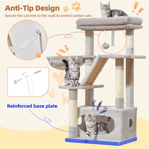Taoqimiao Cat Tree,38.2-Inch Cat Tower for Indoor Cats,Suitable for Kittens with Luxurious cat condo with Adjustable Baskets and Luxurious Perch