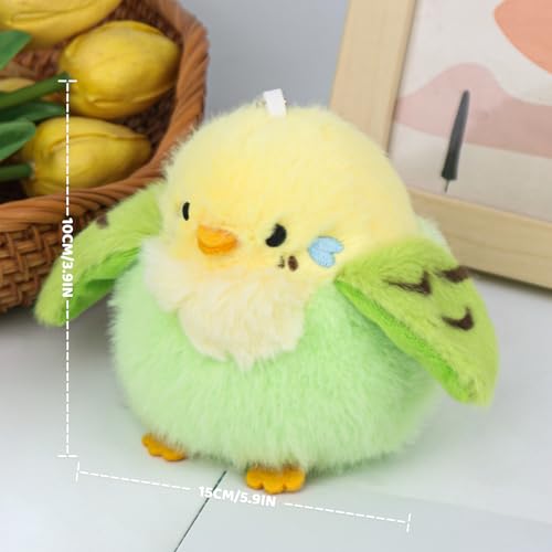 3.9 inches Parakeet Plush Toy Bird Stuffed Animal Plush Toy Holder Bag Pendant Party Christmas Birthday Valentine's Day Gifts Toys for Kids Girlfrends