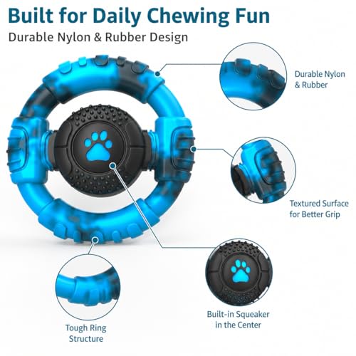 Pamlulu Tough Dog Toys for Aggressive Chewers, Indestructible Dog Toy for Large Dogs, Nylon Chew Toys for Medium Large Breed, Interactive Dog Toys to