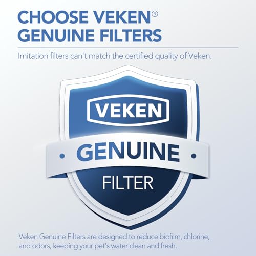 Veken Cat Water Fountain Filters, 8 Pack Replacement Filters & 8 Pack Replacement Pre-Filter Sponges Set for 50oz, 84oz, 95oz or 108oz Automatic Pet